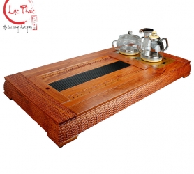 Khay trà gỗ hương 102x51x11 cm Tôn Hưởng kết hợp bộ bếp điện KG25