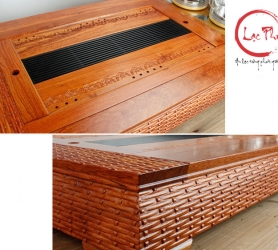 Khay trà gỗ hương 102x51x11 cm Tôn Hưởng kết hợp bộ bếp điện KG25