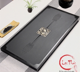 Khay trà bằng đá 60x37 cm hoạ tiết Sen Cá cao cấp KD01