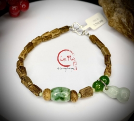 Vòng tay trầm hương thiên nhiên cao cấp mix đá Ngọc Bích CD2-D1