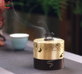 Lư Đồng xông nhang nụ/nhang vòng hoạ tiết mây đẹp LD09