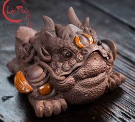 Tượng thiềm thừ tử sa cao cấp làm pet bàn trà TS06