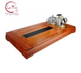 Khay trà gỗ hương 102x51x11 cm Tôn Hưởng kết hợp bộ bếp điện KG25