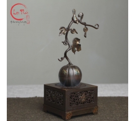 Lư đồng giả cổ xông nhang trầm hình vuông họa tiết đẹp LD3