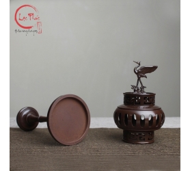 Lư đồng xông nhang trầm dạng đứng hoa văn đẹp cổ điển LD5-1