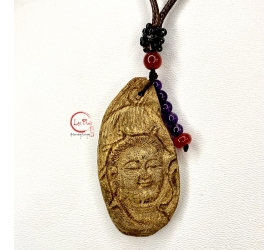 Dây đeo mặt tượng trầm hương điêu khắc Phật Bà 03 đẹp MTT01