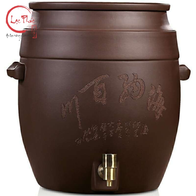 Bình đựng nước bằng đất tử sa 20L có vòi cao cấp BN02