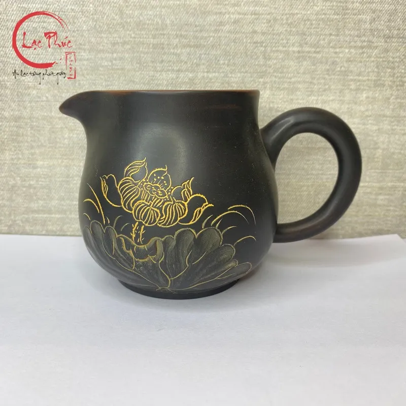 Chén tống tử sa khắc sen đẹp 260ml CT27-1