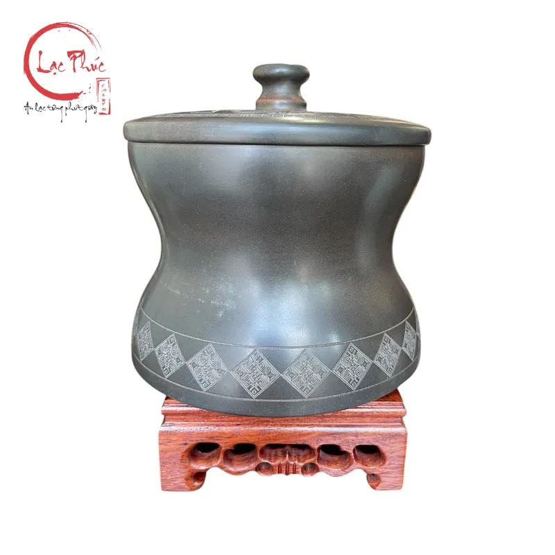 Hủ trà tử sa trống đồng 700ml cao cấp HT06