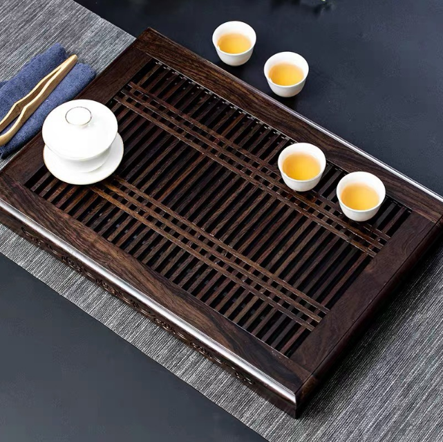 Khay trà gỗ mun để bộ ấm trà đẹp cỡ nhỏ 36x26cm Kg09