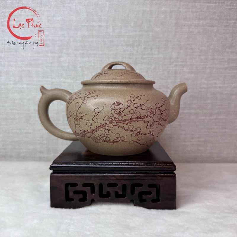 Ấm tử sa bảo lăng thanh khôi nê khắc mai 250ml ATS322-1