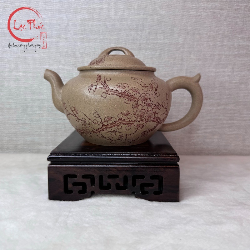 Ấm tử sa bảo lăng thanh khôi nê khắc mai 250ml ATS322-1