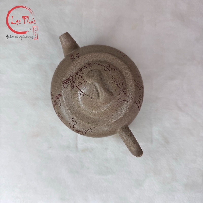 Ấm tử sa bảo lăng thanh khôi nê khắc mai 250ml ATS322-1