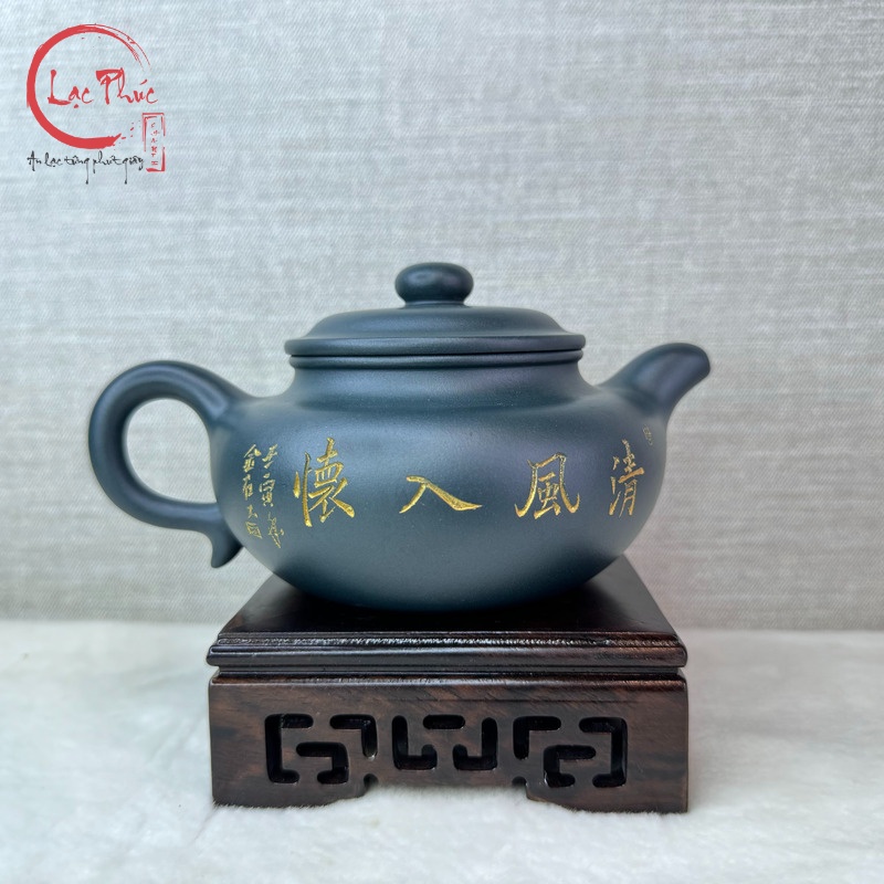 Ấm tử sa phỏng cổ lão lục nê khắc sơn thủy 400ml ATS473-3
