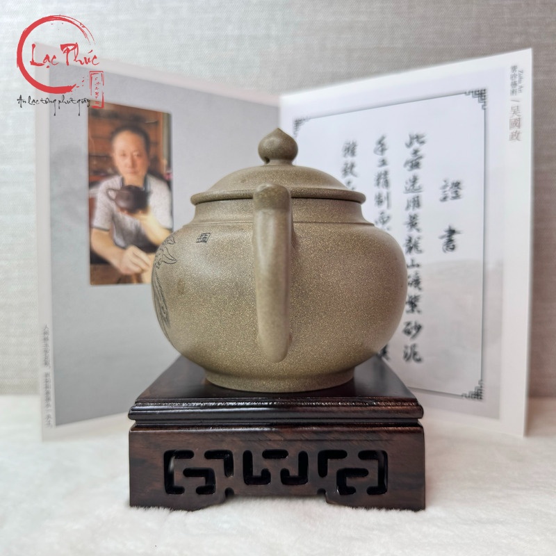 Ấm tử sa tiêu anh thanh khôi nê khắc phượng hoàng 380ml ATS474