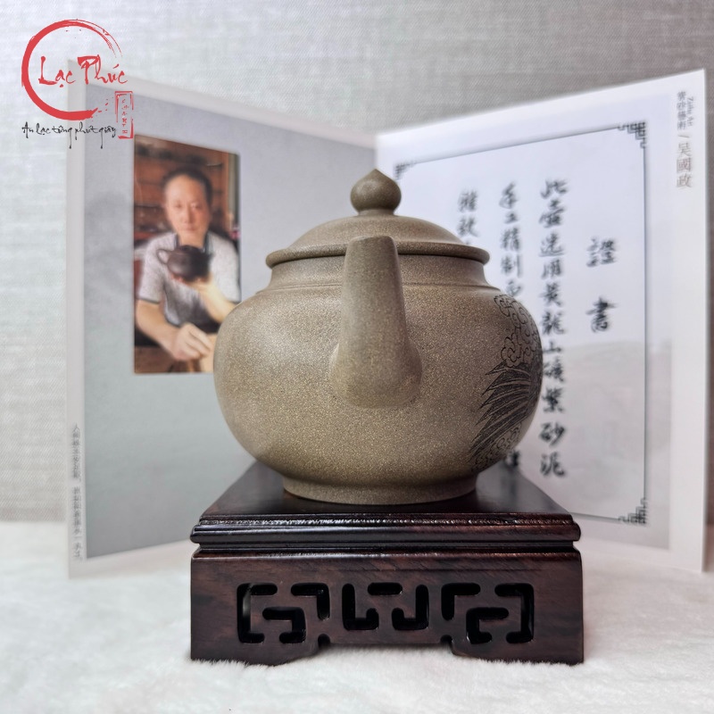 Ấm tử sa tiêu anh thanh khôi nê khắc phượng hoàng 380ml ATS474