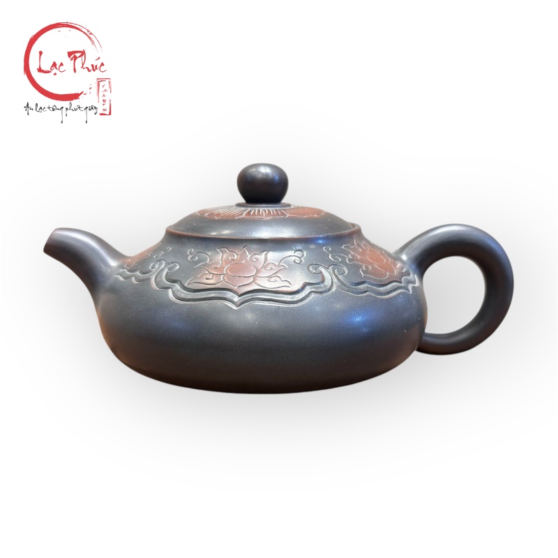 Bộ ấm trà tử sa nê hưng hoa văn như ý đẹp 260ml BAT40-2