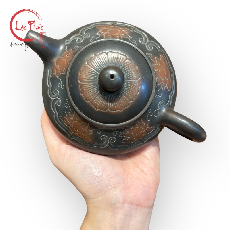 Bộ ấm trà tử sa nê hưng hoa văn như ý đẹp 260ml BAT40-2