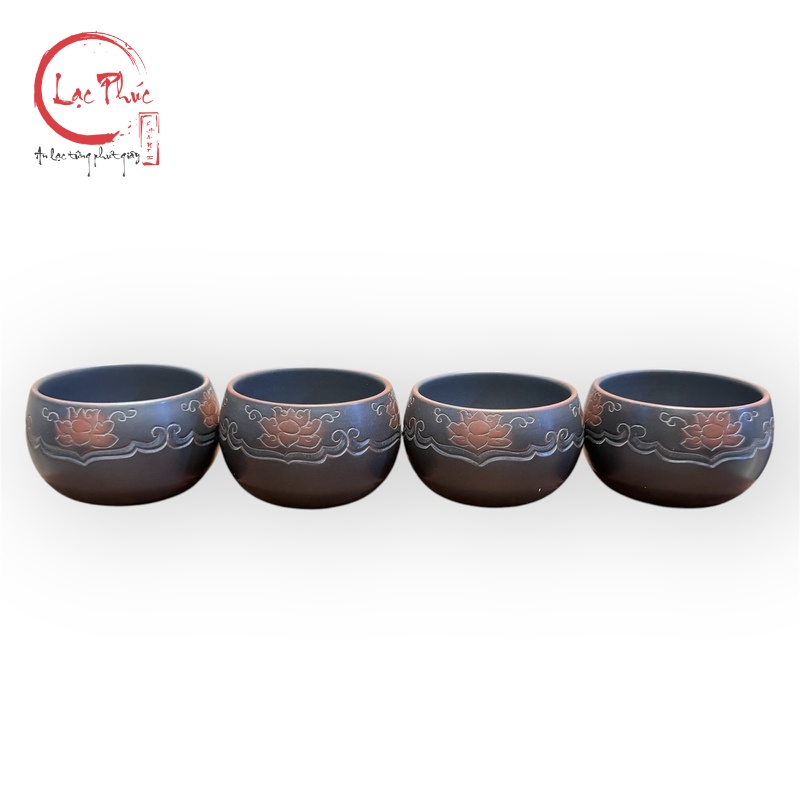Bộ ấm trà tử sa nê hưng hoa văn như ý đẹp 260ml BAT40-2